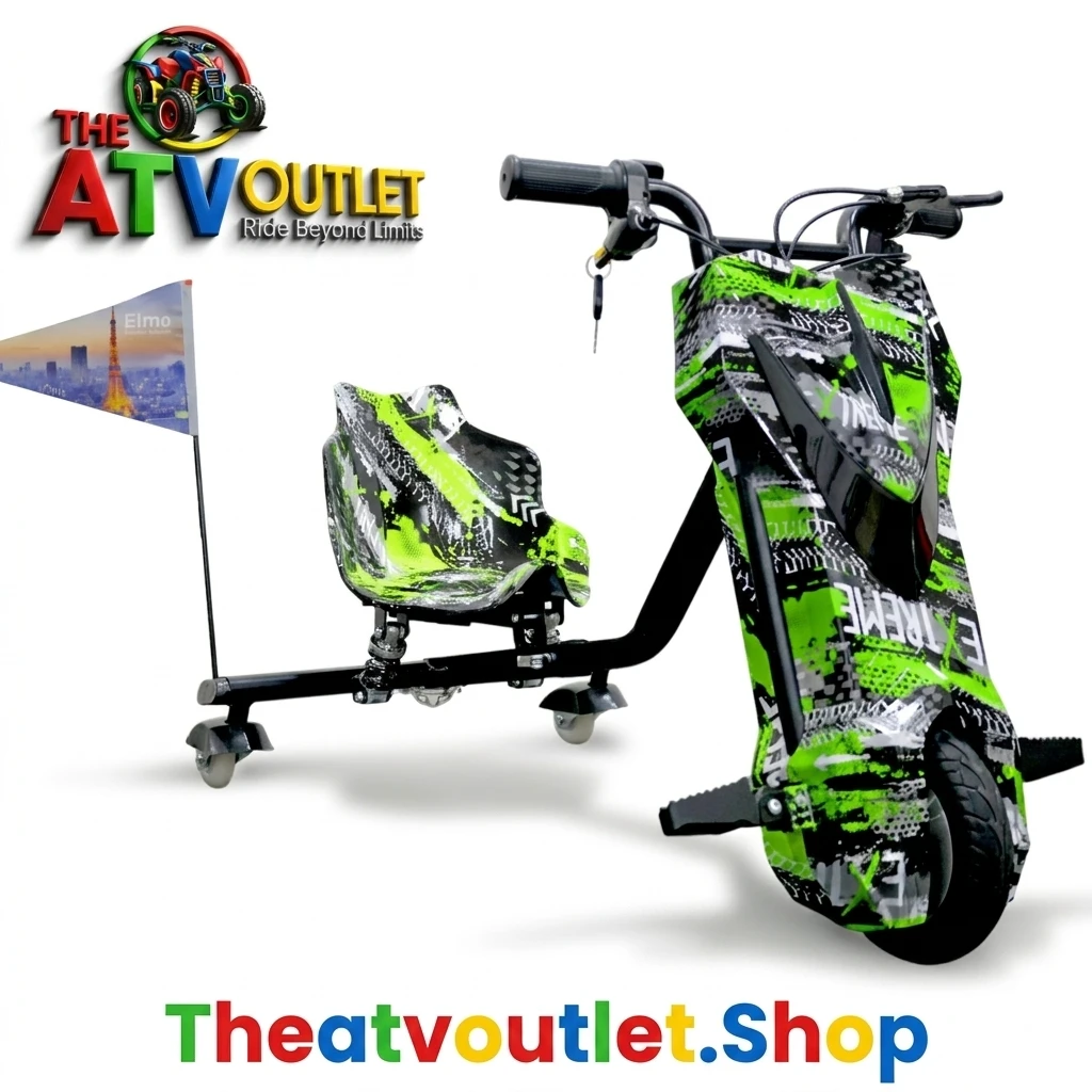 36V Battery 3 Wheel Electric Drifter for Kids Price in India Green 36V electric drifter with Bluetooth speakers
