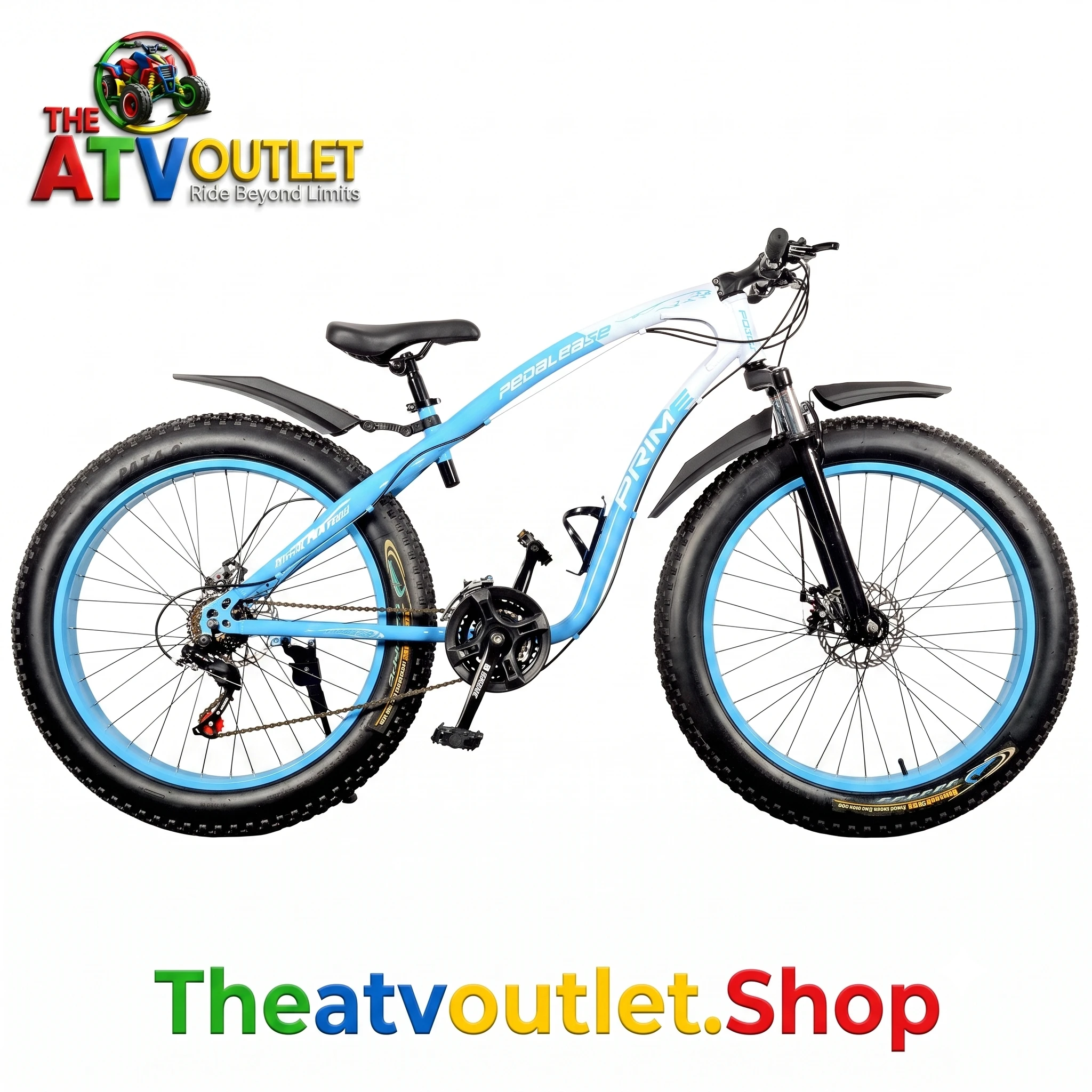 Fat Tyre Cycle Freedom: 26-Inch 21-Speed All-Terrain Adventure Bicycle Fat Tyre Cycle Freedom being ridden on rough rocky terrain