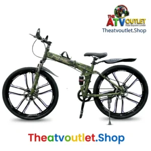 Matte army olive green camouflage printed folding cycle 26 inch with bottle holder