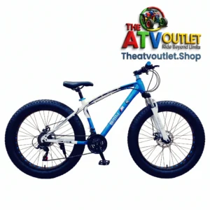 Sleekfat Cycle - 26 Inch 21 Gear Fat Bike India 26 inch Sleekfat Cycle in blue and white color variant with front shock absorbers and disc brakes
