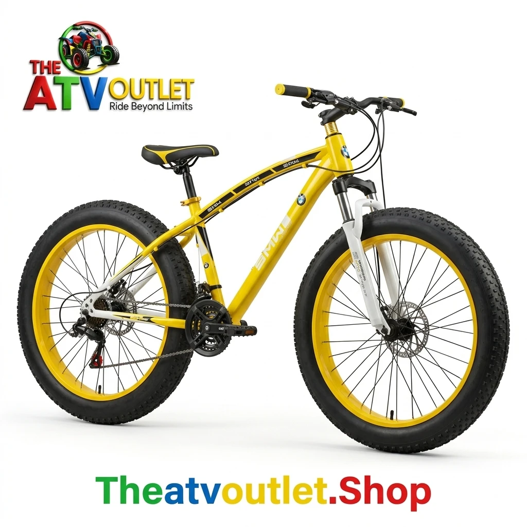 Sleekfat Cycle - 26 Inch 21 Gear Fat Bike India Yellow and black Sleekfat Cycle 26 inch with bright yellow spoke rims and front suspension